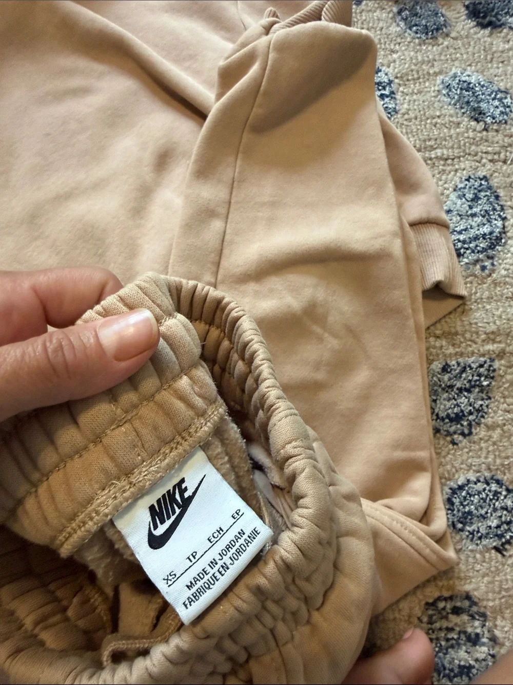 Nike Kids Beige Hoodie & Jogger Set with White Logo